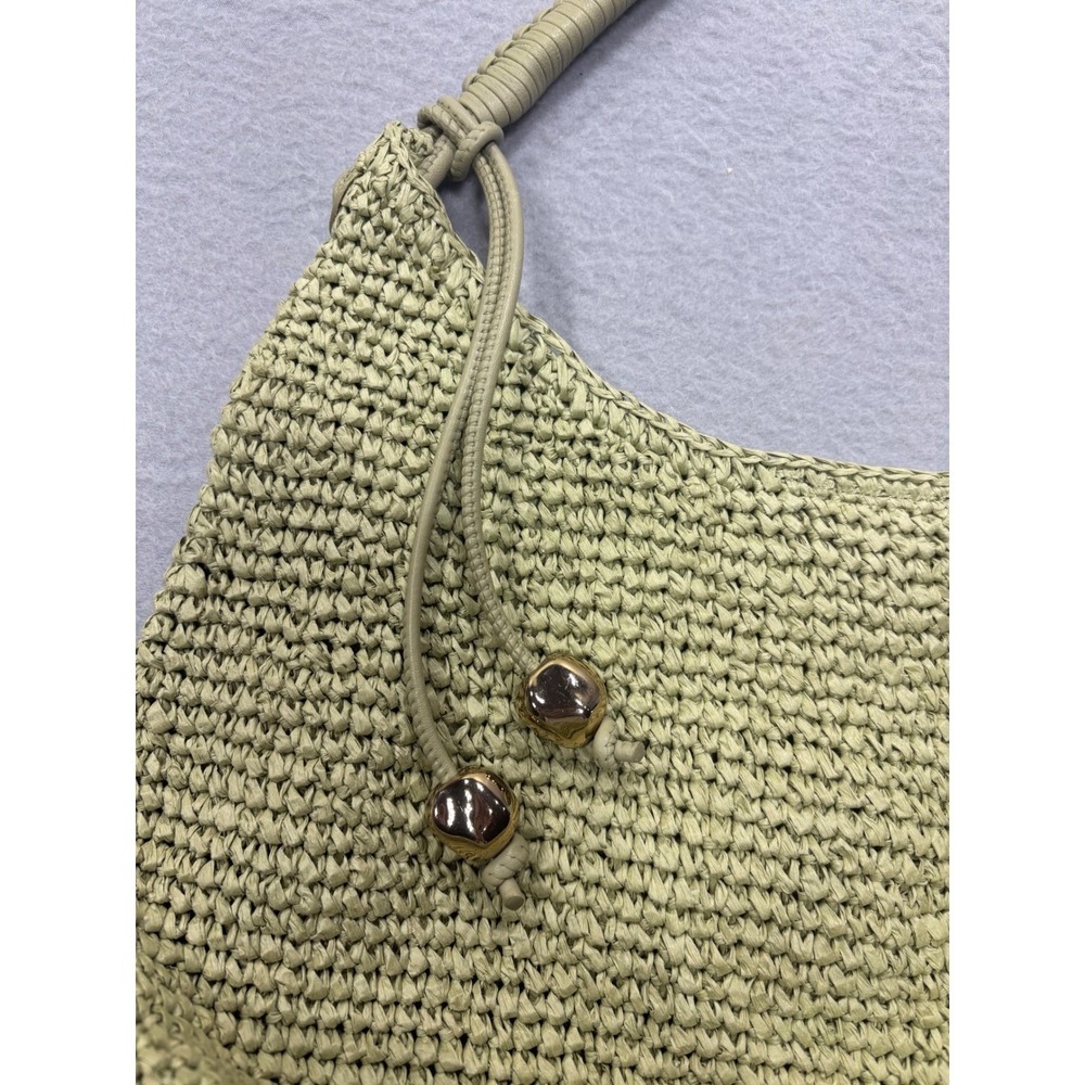 Madewell Camren Straw Bag Sagebrush Shoulder OS Crochet Hobo Bag Green Woven NWT - Picture 3 of 11